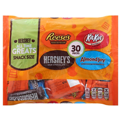 HERSHEYS All Time Greats Candies Assortment Snack Size Bag 30 Count - 15.92 Oz