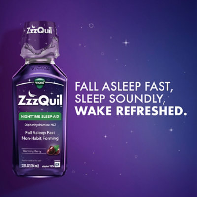 Vicks ZzzQuil Nighttime Sleep Aid Liquid Warming Berry - 12 Fl. Oz. - Image 4