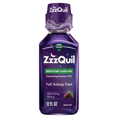 Vicks ZzzQuil Nighttime Sleep Aid Liquid Warming Berry - 12 Fl. Oz. - Image 1