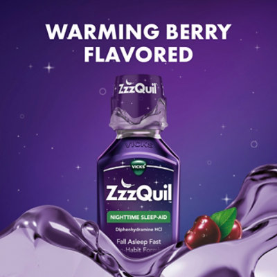 Vicks ZzzQuil Nighttime Sleep Aid Liquid Warming Berry - 12 Fl. Oz. - Image 7