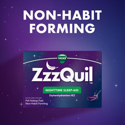 Vicks ZzzQuil Nighttime Sleep Aid Non Habit Forming Fall Asleep Fast - 24 Count - Image 5