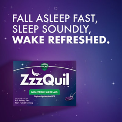 Vicks ZzzQuil Nighttime Sleep Aid Non Habit Forming LiquiCaps - 48 Count - Image 4