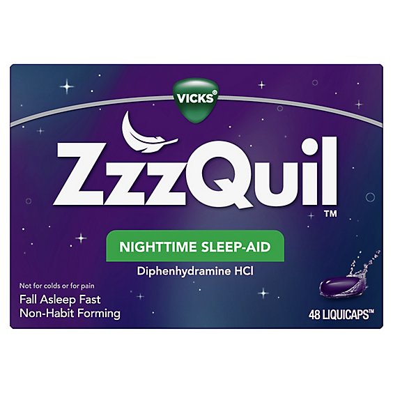 Vicks ZzzQuil Nighttime Sleep Aid Non Habit Forming LiquiCaps - 48 Count