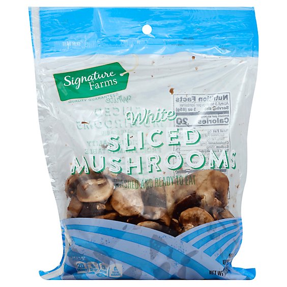 Signature Farms Mushrooms White Sliced Prepacked Bag - 10 Oz