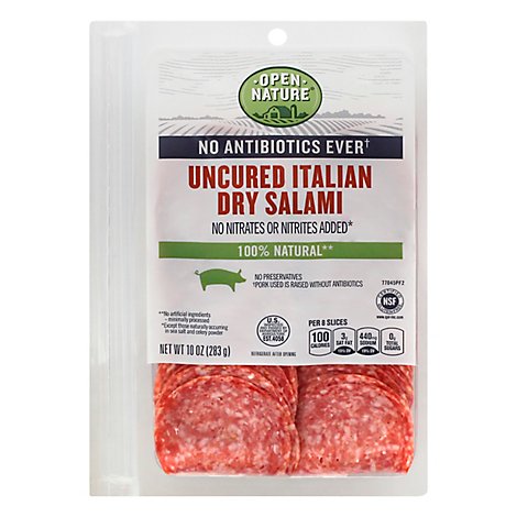 Open Nature Salami Uncured 100% Natural Italian Dry - 10 Oz
