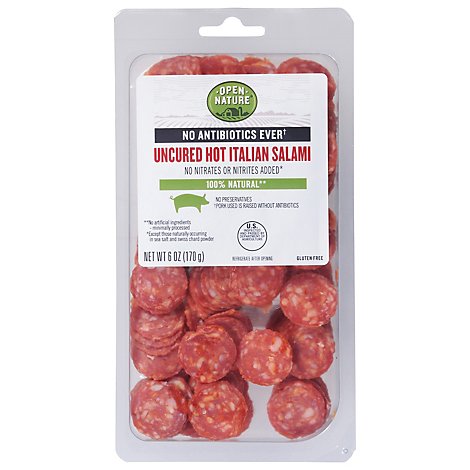 Open Nature Salami Nuggets Uncured 100% Natural Italian Hot - 6 Oz