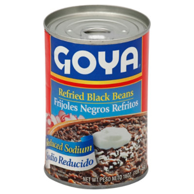 Goya Beans Refried Black Reduced Sodium Can 16 Oz Jewel Osco