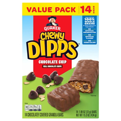 Quaker Chewy Dipps Granola Bars Chocolate Chip Value Pack - 14-1.09 Oz - Image 2