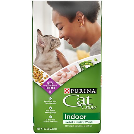 Purina Cat Chow Indoor Blend Of Proteins With Accents Of Garden Greens Dry Cat Food - 6.3 Lb - Image 1