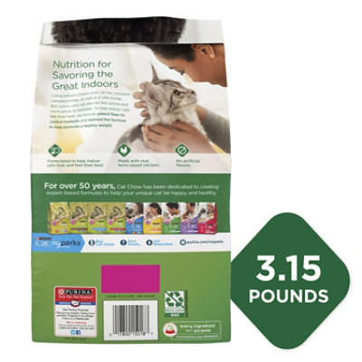 Purina Cat Chow Indoor Blend Of Proteins With Accents Of Garden Greens Dry Cat Food - 3.15 Lbs - Image 2