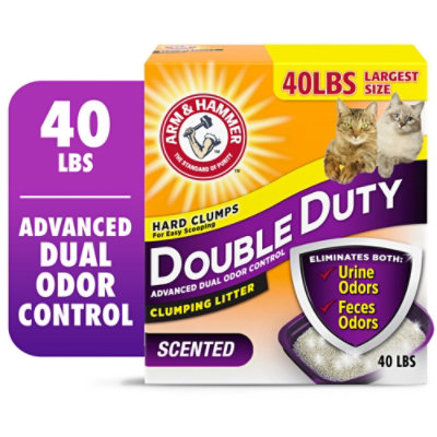 ARM & HAMMER Double Duty Dual Advanced Odor Control Scented Clumping Cat Litter - 40 Lb - Image 1