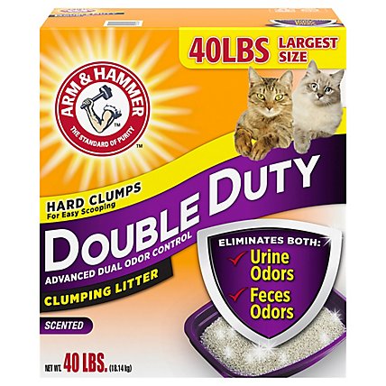 ARM & HAMMER Double Duty Dual Advanced Odor Control Scented Clumping Cat Litter - 40 Lb - Image 1