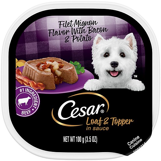Cesar Filet Mignon Flavor With Bacon And Potato Loaf Adult Wet Dog Food - 3.5 Oz