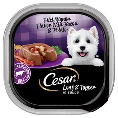 Cesar Loaf & Topper in Sauce Filet Mignon Flavor with Bacon & Potato Soft Wet Dog Food - 3.5 Oz - Image 1