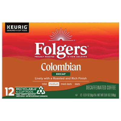 Folgers Colombian Decaffeinated Coffee Medium Roast Keurig K-Cup Pods Box - 12 Count - Image 3