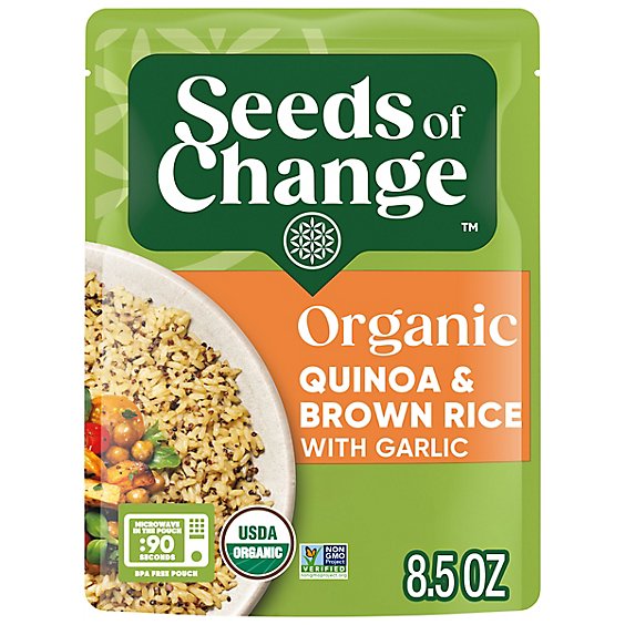 SEEDS OF CHANGE Organic Rice Brown & Quinoa With Garlic - 8.5 Oz