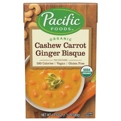 Pacific Organic Soup Bisque Cashew Carrot Ginger - 17.6 Oz