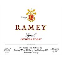 Ramey Syrah Sonoma Coast Wine - 750 Ml - Image 1