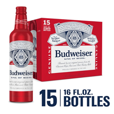 Budweiser Lager Beer Bottles - 15-16 Fl. Oz. - Image 1