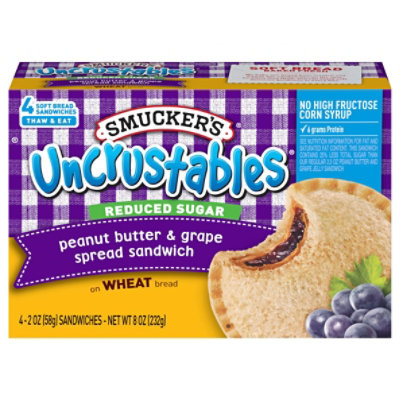 Smuckers Uncrustables Sandwiches Whole Wheat Reduced Sugar Peanut Butter & Grape Spread - 4-2 Oz. - Image 3