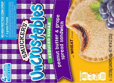 Smuckers Uncrustables Sandwiches Whole Wheat Reduced Sugar Peanut Butter & Grape Spread - 4-2 Oz. - Image 6