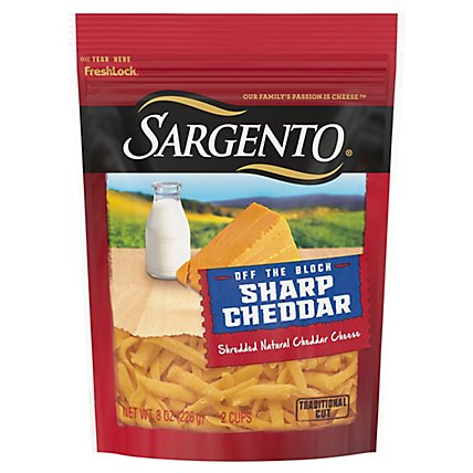 Sargento Off the Block Cheese Shredded Sharp Cheddar - 8 Oz - Image 2