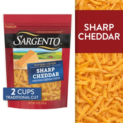 Sargento Shredded Sharp Natural Cheddar Cheese Traditional Cut - 8 Oz - Image 1