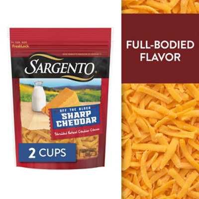 Sargento Off The Block Cheese Shredded Sharp Cheddar - 8 Oz - Safeway