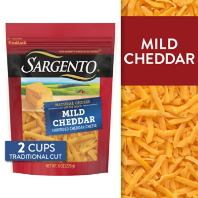 Sargento Shredded Mild Natural Cheddar Cheese Traditional Cut - 8 Oz - Image 1