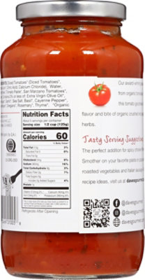 Daves Gourmet Organic Pasta Sauce Spicy Heirloom Jar - 25.5 Oz - Image 6