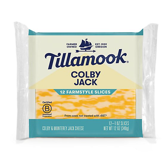 Tillamook Colby Jack Farmstyle Thick Cut Cheese Slices - 12-1 Oz