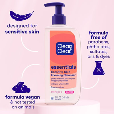 Clean & Clear Essentials Facial Cleanser Foaming Step 1 - 8 Fl. Oz. - Image 3