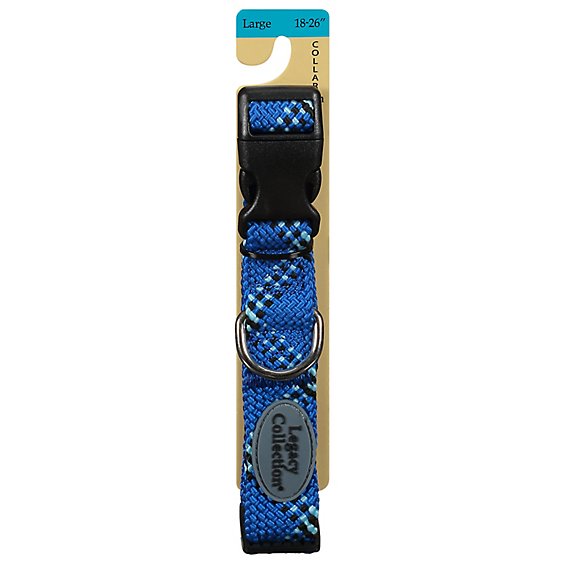 Legacy Collection Dog Collar Large 18 to 26 Inch Braided Blue Card - Each