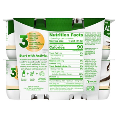 Activia Low Fat Probiotic Vanilla Yogurt - 12-4 Oz - Image 2