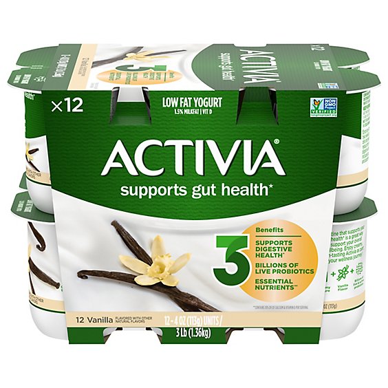 Activia Low Fat Probiotic Vanilla Yogurt - 12-4 Oz