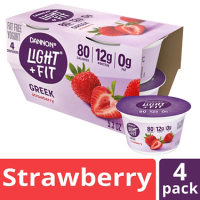 Light + Fit Nonfat Gluten-Free Strawberry Greek Yogurt Multipack - 4-5.3 Oz - Image 1