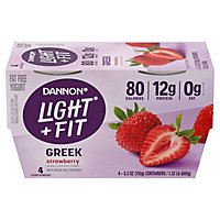 Dannon Light + Fit Strawberry Non Fat Gluten Free Greek Yogurt - 4-5.3 Oz - Image 1