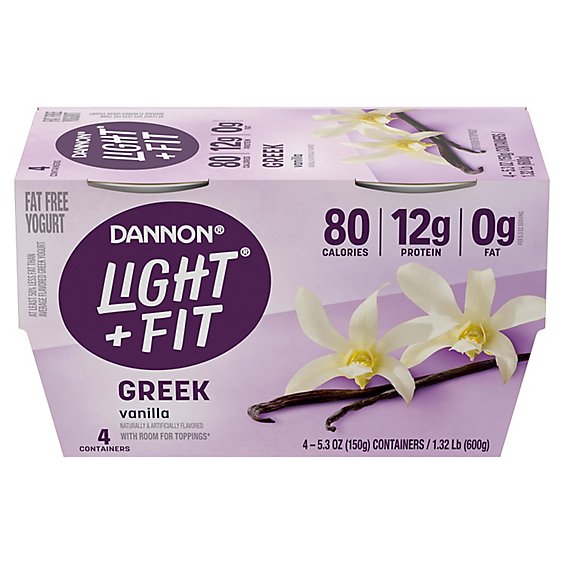 Dannon Light + Fit Vanilla Non Fat Gluten Free Greek Yogurt - 4-5.3 Oz