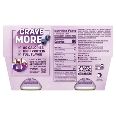 Light + Fit Nonfat Gluten-Free Blueberry Greek Yogurt Multipack - 4-5.3 Oz - Image 2