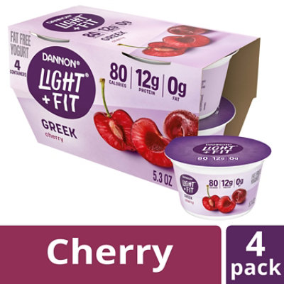 Light + Fit Nonfat Gluten-Free Cherry Greek Yogurt Multipack - 4-5.3 Oz - Image 1