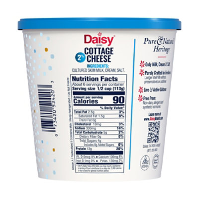 Daisy Cheese Cottage Small Curd 2% Milkfat Low Fat - 24 Oz - Image 2