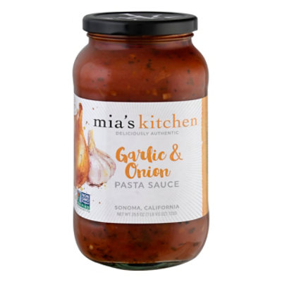 Mias Kitchen Pasta Sauce Garlic & Onion Jar - 25.5 Oz