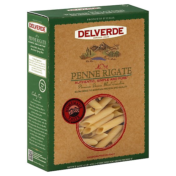 Delverde Pasta No. 32 Penne Rigate Box - 16 Oz