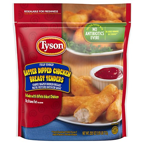 Tyson Fully Cooked Batter Dipped Frozen Chicken Breast Tenders - 25.5 Oz