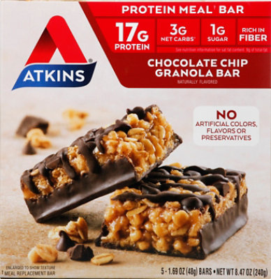 Atkins Meal Bar Chocolate Chip Granola - 5-1.69 Oz - Image 2