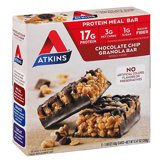 Atkins Meal Bar Chocolate Chip Granola - 5-1.69 Oz
