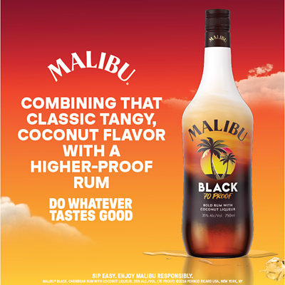 Malibu Black Coconut Rum 70 Proof - 750 Ml - Image 4