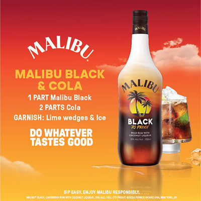 Malibu Black Coconut Rum 70 Proof - 750 Ml - Image 3