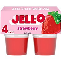 Jell-O Original Strawberry Ready to Eat Jello Cups Gelatin Snack Cups - 4 Count - Image 3