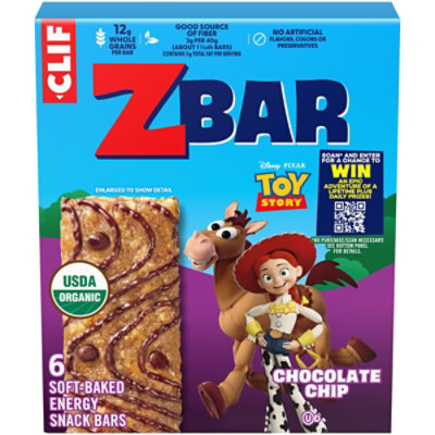 Zbar Chocolate Chip Soft-Baked Energy Snack Bars, Organic Granola Bars, Snacks for Kids, 6ct